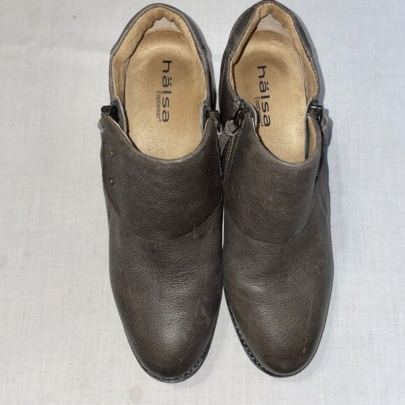 Halsa Michelle Womens Zip Sides Bootine Size 11 M Brown Leather Block Heels - Picture 4 of 12